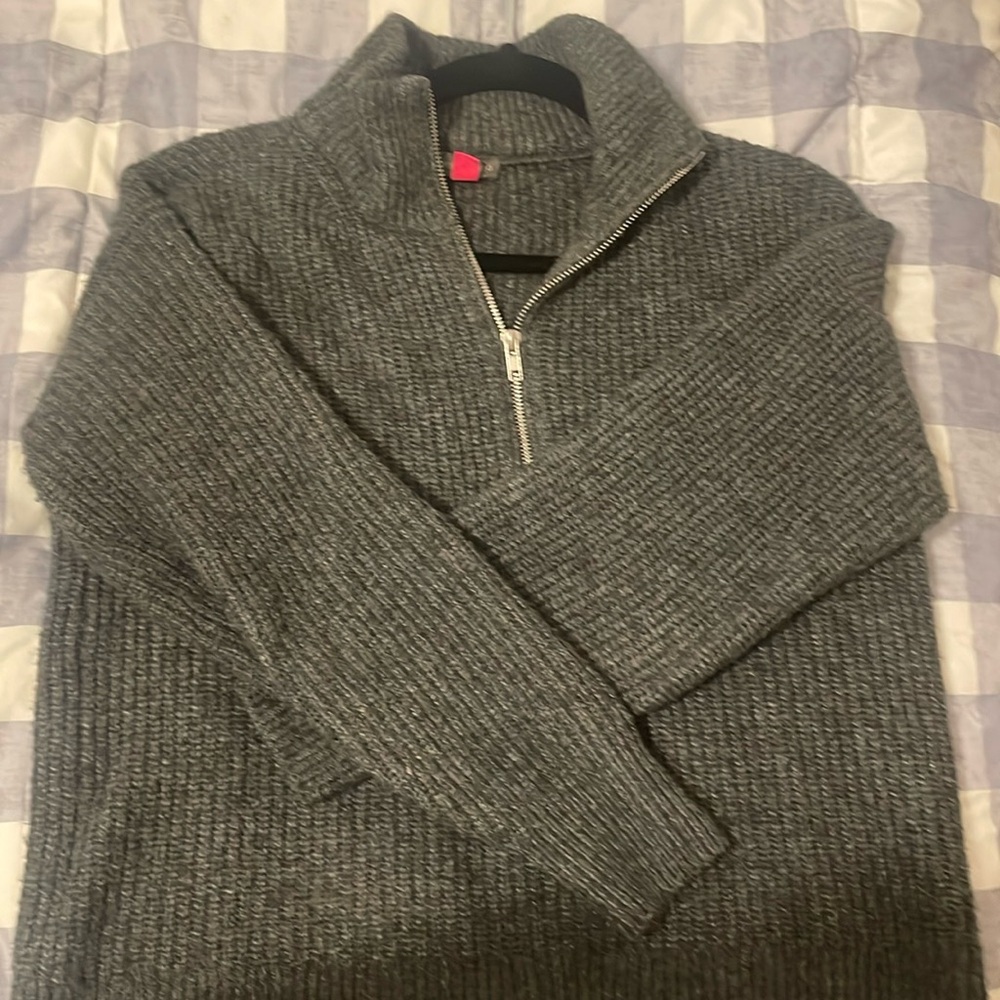 Gray 3/4 zip sweater from Vince camito